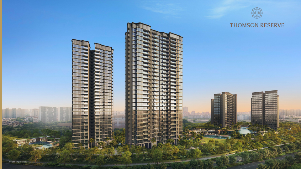 Artist’s impression of Thomson Reserve towers beside extensive greenery